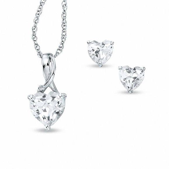 People’s Jewellers Jewelry - Peoples Jewellers Heart-shaped Necklace & Earring Sterling Silver Matching Set